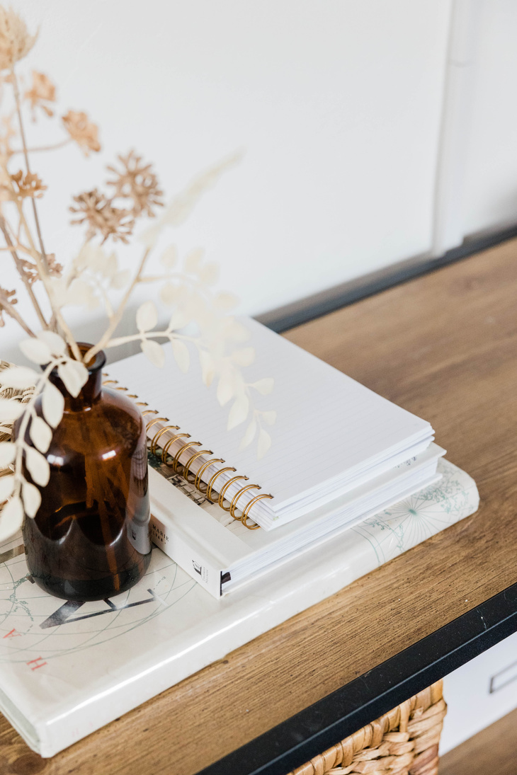 Notebook on Wooden Desk